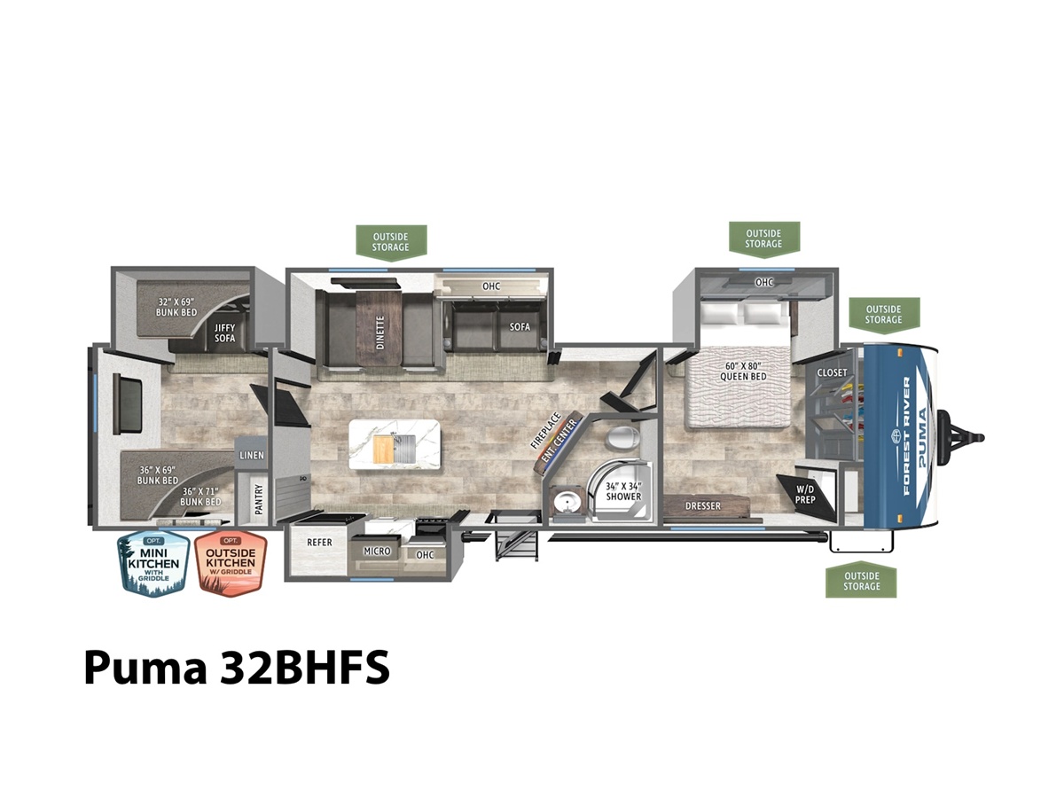 2027 Forest River Puma 32BHFS Travel Trailer